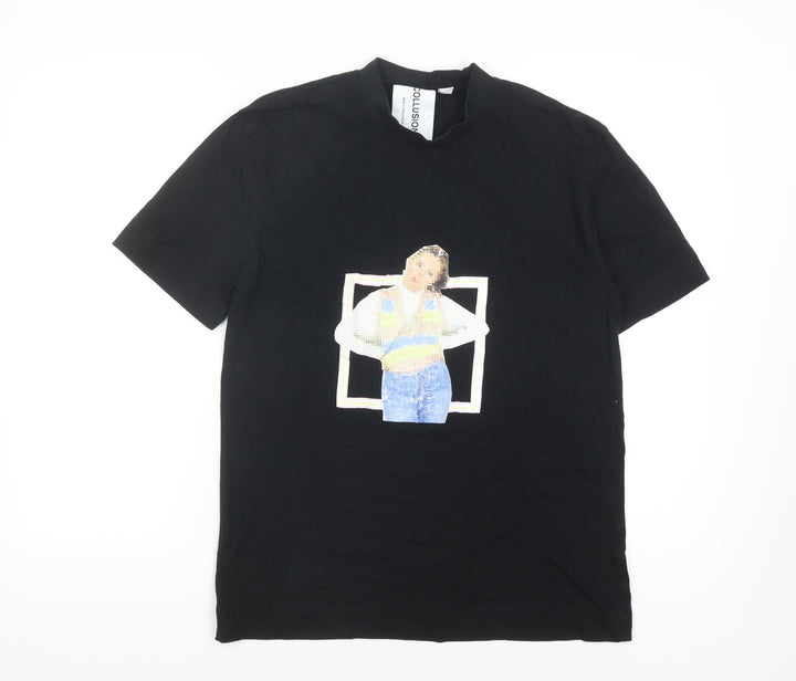 Collusion Unisex Black Jersey T-Shirt - Size S
