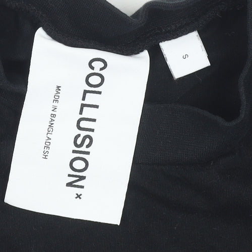 Collusion Unisex Black Jersey T-Shirt - Size S