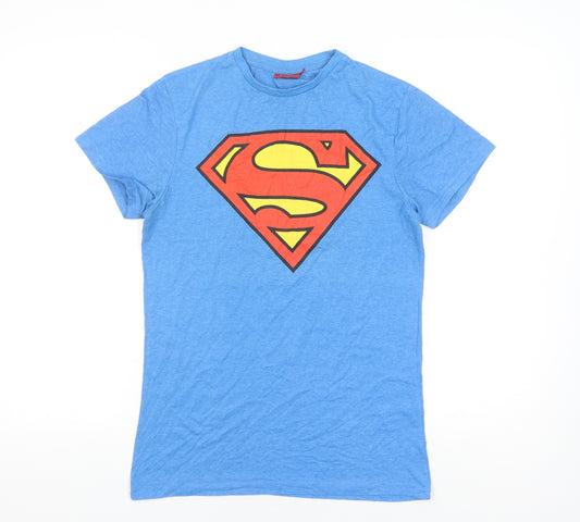 Superman Men's Blue Graphic Print T-Shirt, Size S