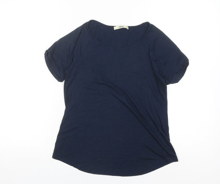 Oasis Women's Blue Basic T-Shirt, Size S, Round Neck