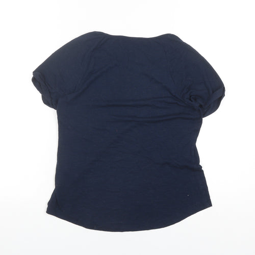 Oasis Women's Blue Basic T-Shirt, Size S, Round Neck