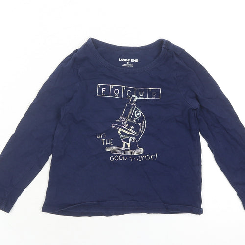Lands' End Unisex Kids Blue Graphic T-Shirt, 3-4 Years
