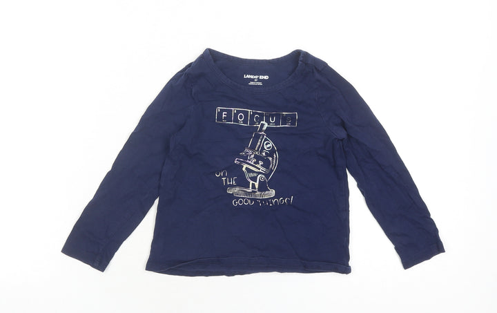 Lands' End Unisex Kids Blue Graphic T-Shirt, 3-4 Years