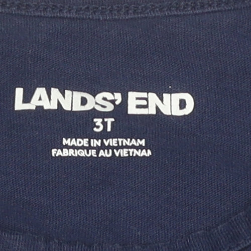 Lands' End Unisex Kids Blue Graphic T-Shirt, 3-4 Years