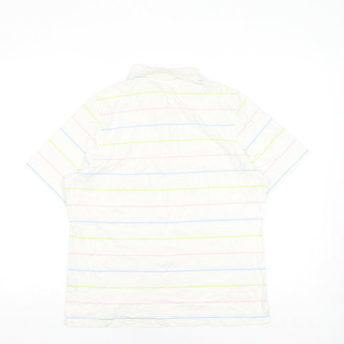 One Up Golf Unisex Polo Shirt L White Striped Casual