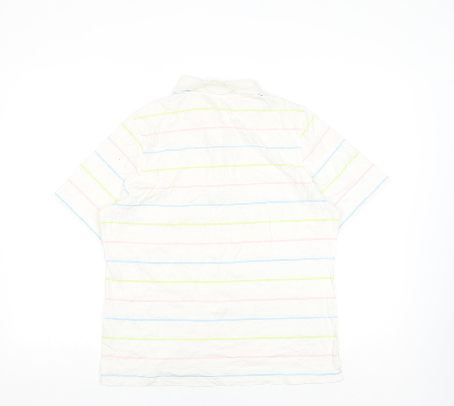 One Up Golf Unisex Polo Shirt L White Striped Casual