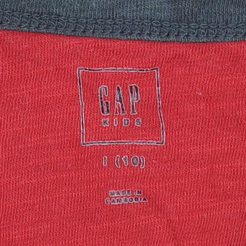 Gap Boys Red Long Sleeve Henley Casual Top Size 10
