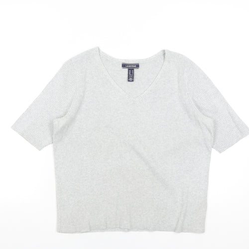 Lands' End Women's Grey V-Neck Knit Top, Size M