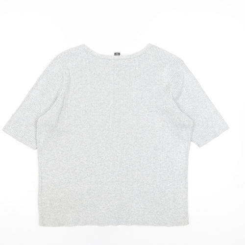 Lands' End Women's Grey V-Neck Knit Top, Size M