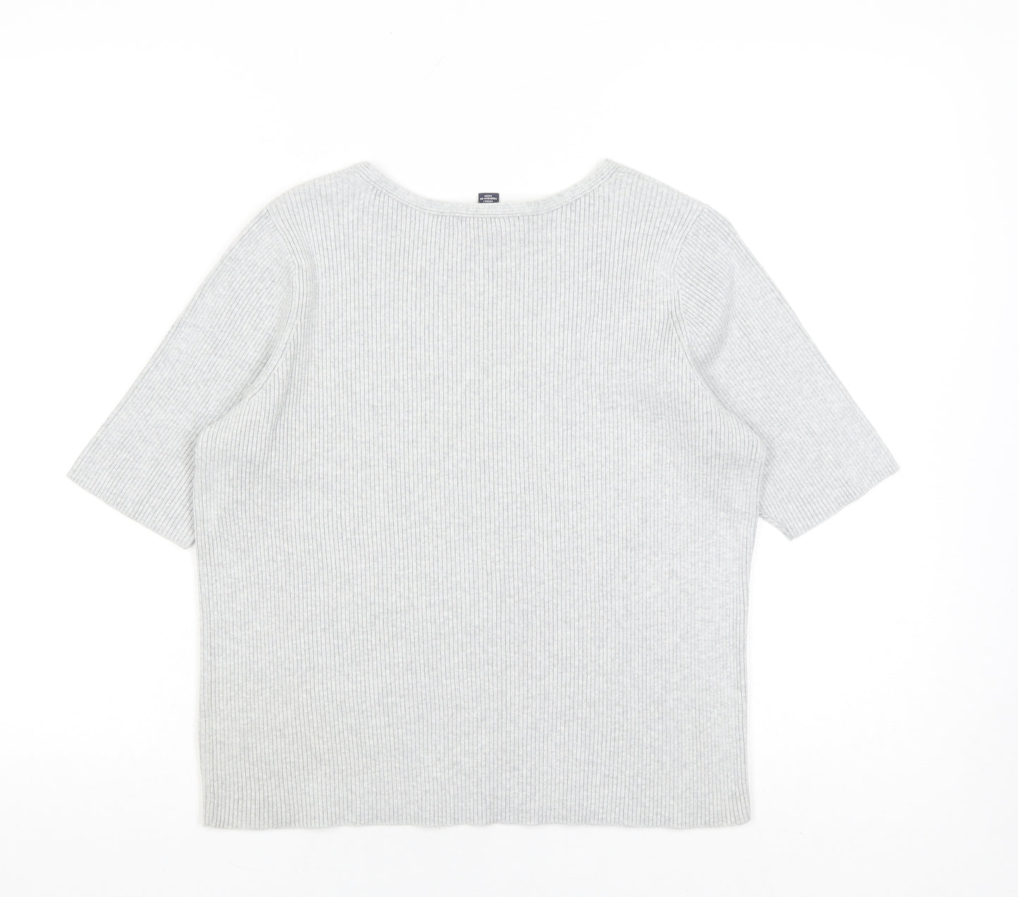 Lands' End Women's Grey V-Neck Knit Top, Size M