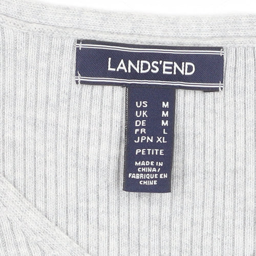 Lands' End Women's Grey V-Neck Knit Top, Size M