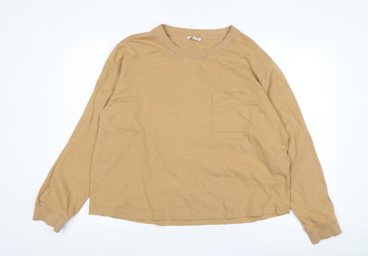 COS Men's Beige Long Sleeve Cotton T-Shirt L