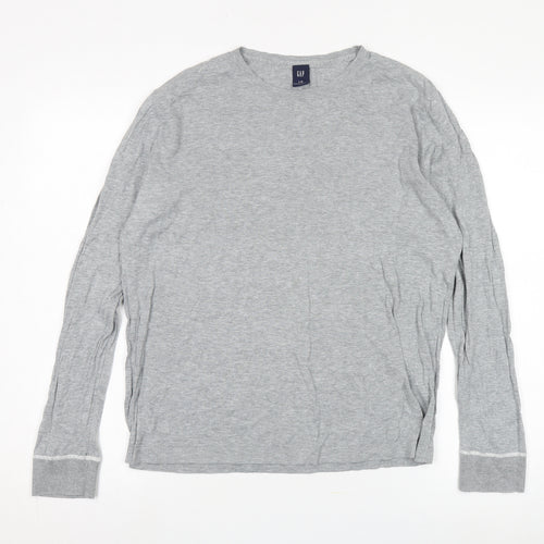 GAP Men's Grey Long Sleeve Crew Neck T-Shirt L