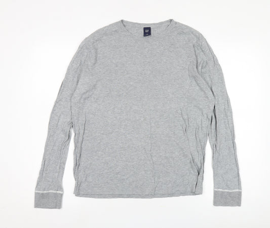 GAP Men's Grey Long Sleeve Crew Neck T-Shirt L