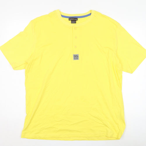Atlasformen Men’s Yellow Henley T-Shirt XL, Short Sleeve, Cotton