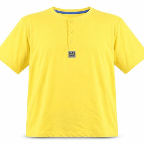 Atlasformen Men’s Yellow Henley T-Shirt XL, Short Sleeve, Cotton