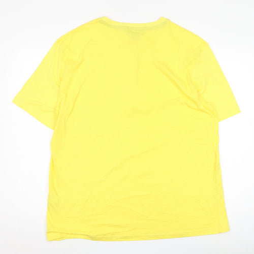 Atlasformen Men’s Yellow Henley T-Shirt XL, Short Sleeve, Cotton