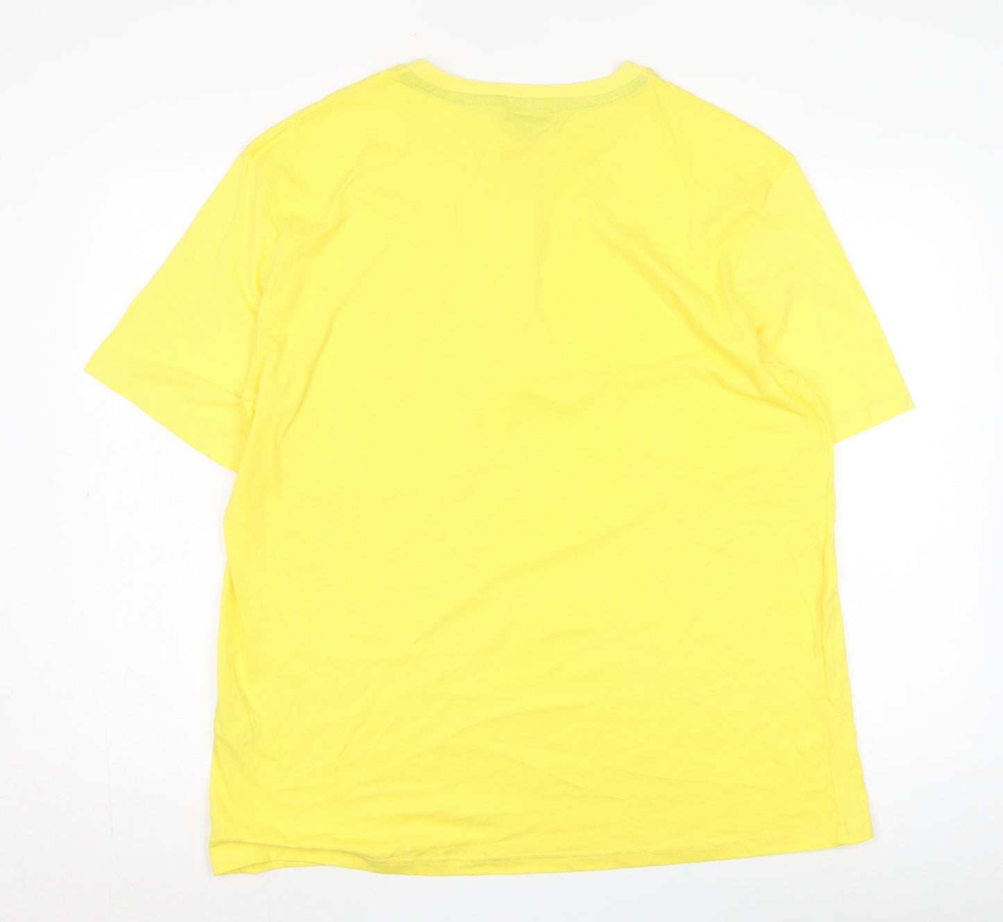 Atlasformen Men’s Yellow Henley T-Shirt XL, Short Sleeve, Cotton