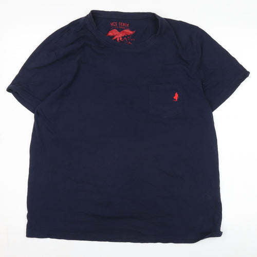 MCS Blue Men's XL Cotton Crew Neck T-Shirt