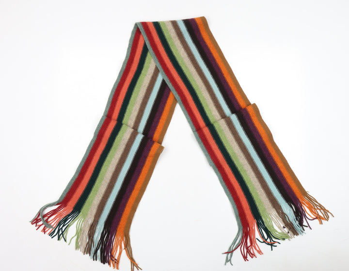 Johnstons Men's Multicoloured Lambswool Striped Scarf