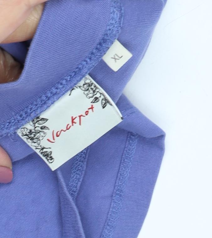 Jackpot Women's Purple XL T-Shirt, Boat Neck, Casual