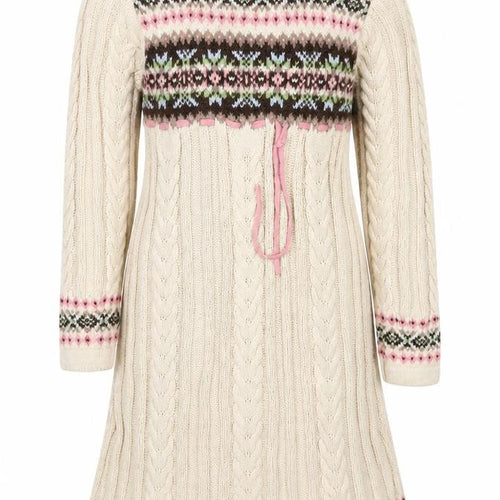 Jillian's Closet Girls Beige Fair Isle Knit Dress Size 4