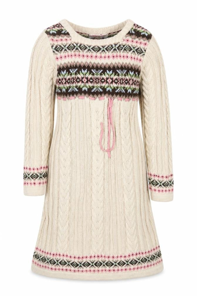 Jillian's Closet Girls Beige Fair Isle Knit Dress Size 4