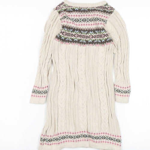 Jillian's Closet Girls Beige Fair Isle Knit Dress Size 4