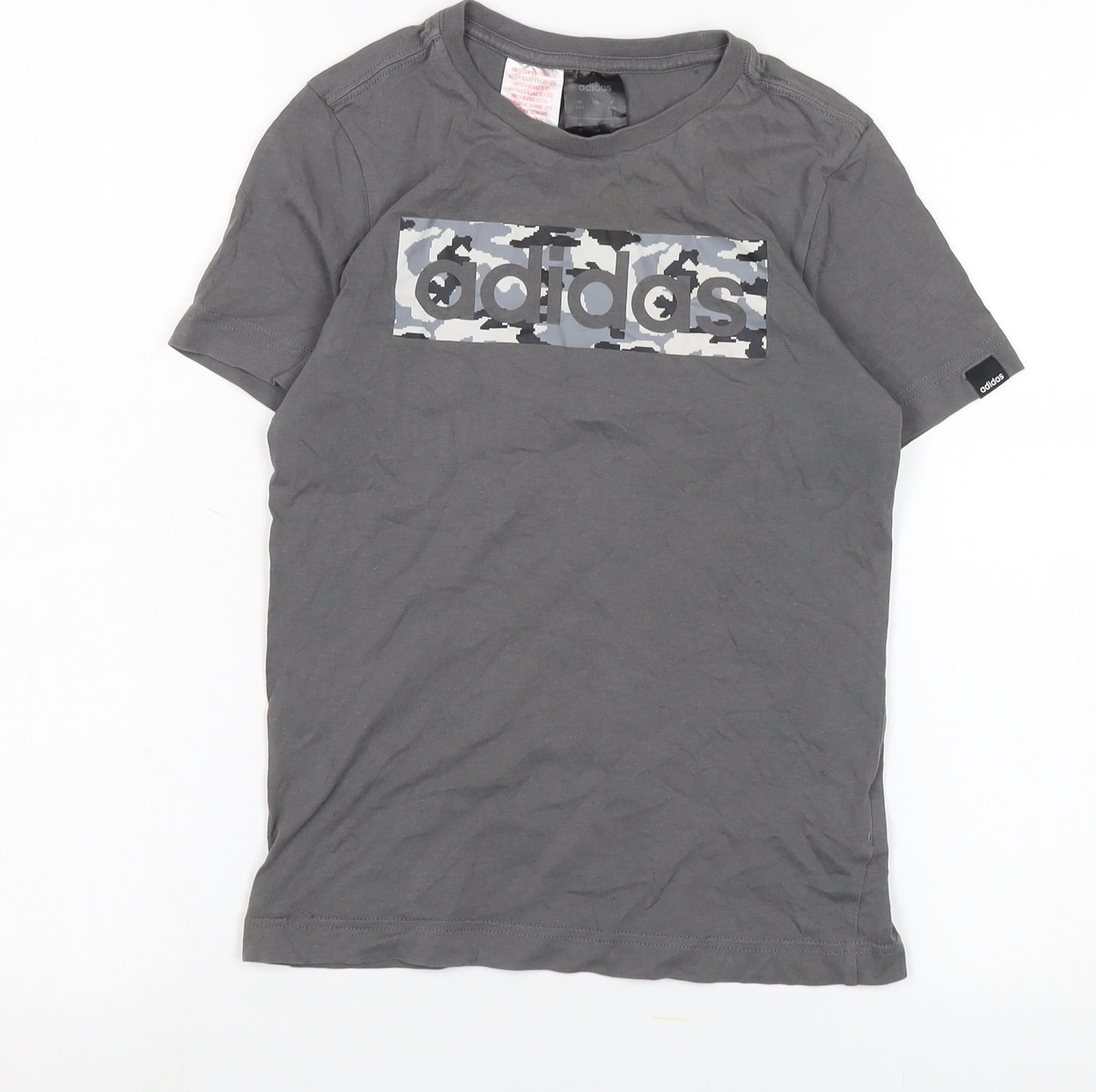 Adidas Boys Grey Camouflage T-Shirt, Size 9-10 Years