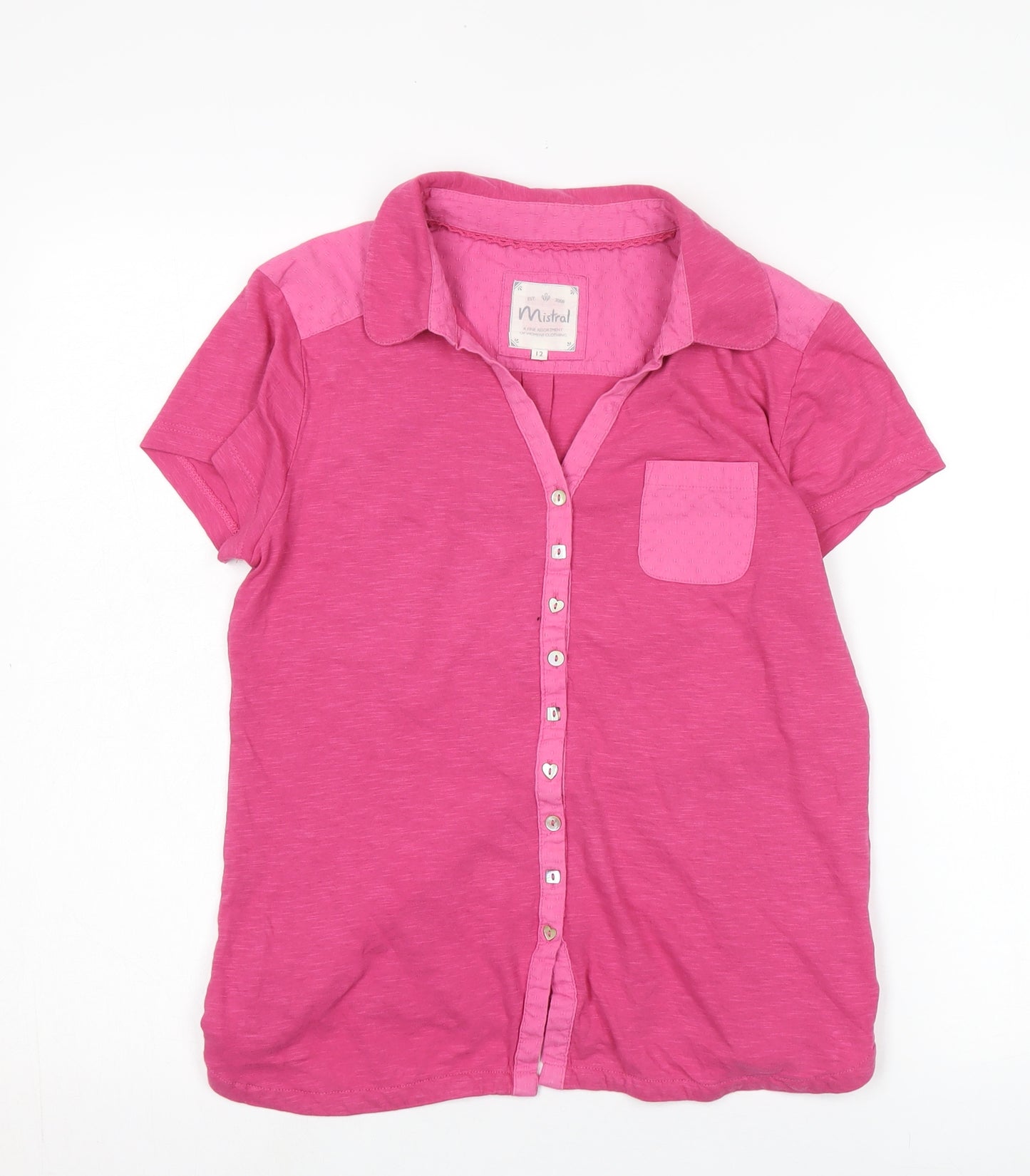 Mistral Women's Pink Button-Up Shirt Size 12