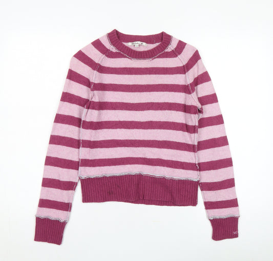 Fat Face Women's Pink Striped Jumper - Size 10