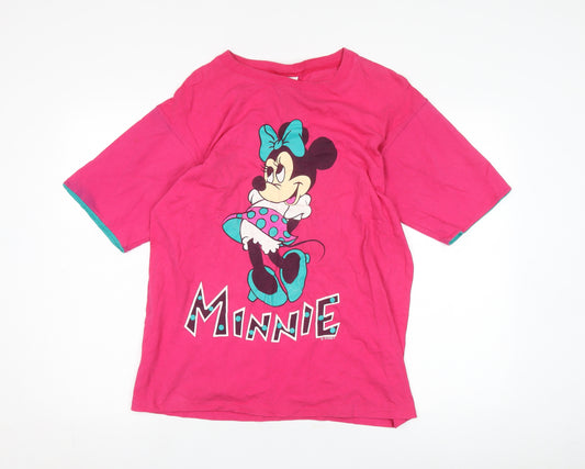 Disney Women's Pink Cartoon T-Shirt, Medium