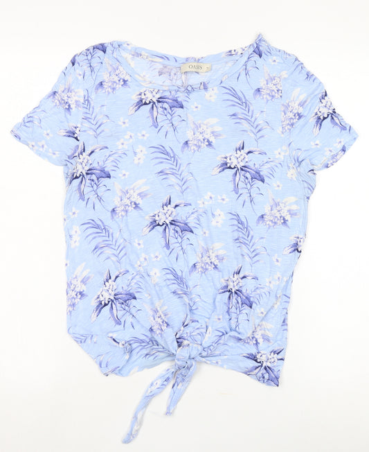 Oasis Women's Blue Floral T-Shirt Medium