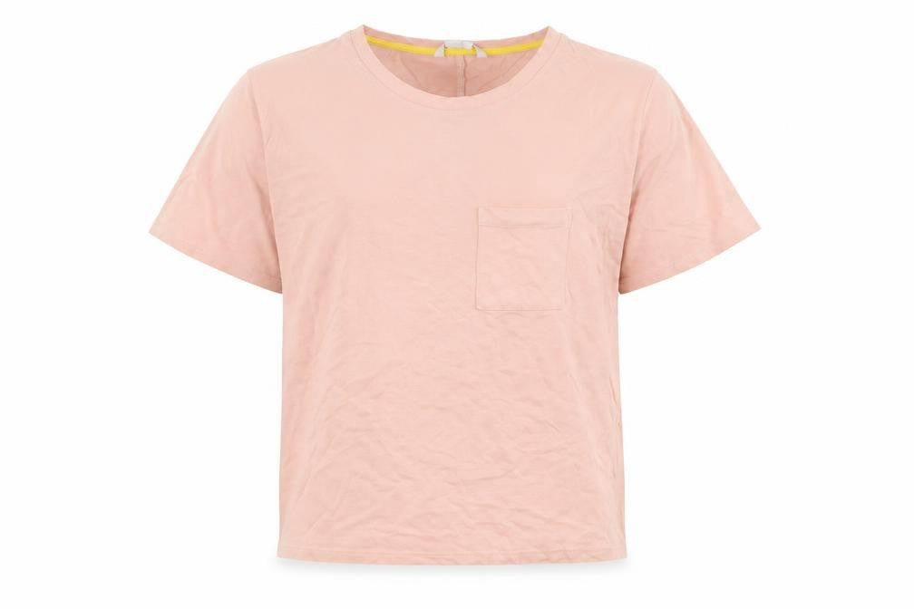 Front view of Boden Women's Pink Basic T-Shirt, size S, Cotton Modal Blend