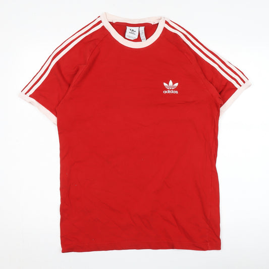 Adidas Men's Red Medium Cotton Logo T-Shirt