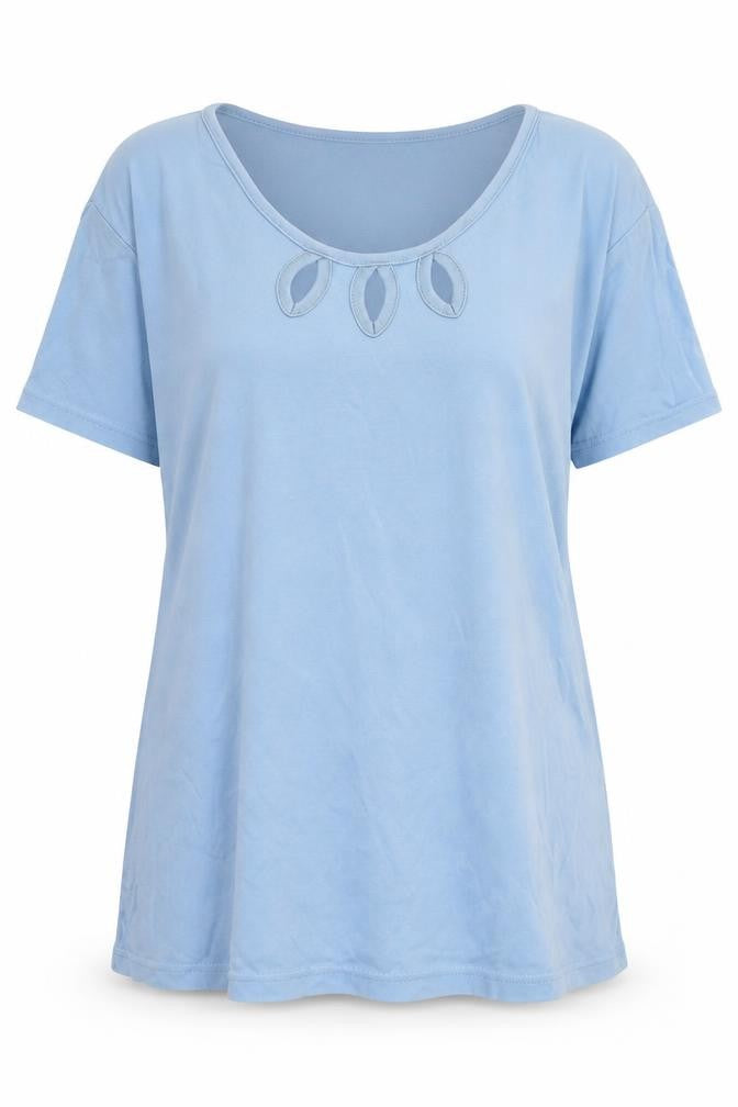 Front view of Lee Women's Blue Basic T-Shirt - M, Casual Round Neck