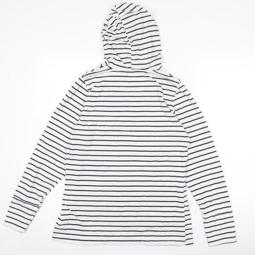 Oceana Unisex White Striped Pullover Hoodie M