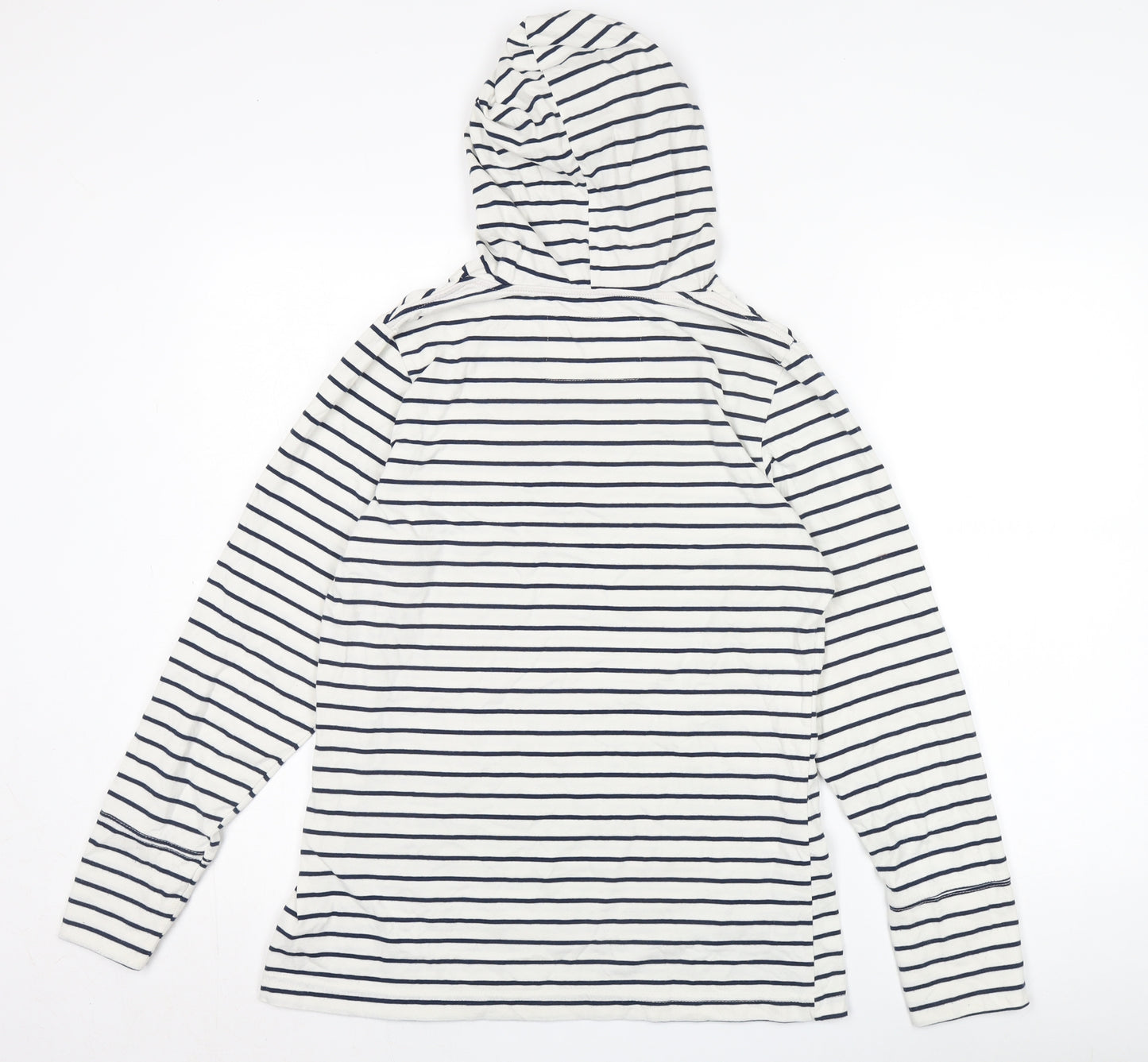 Oceana Unisex White Striped Pullover Hoodie M