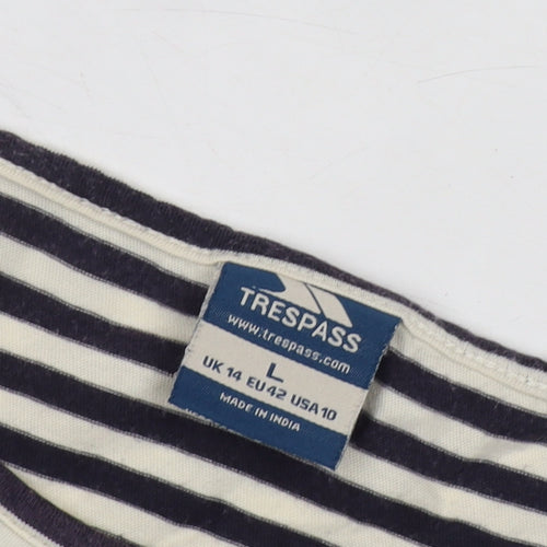 Trespass Women's Black Striped Jersey T-Shirt Size L