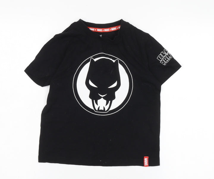 Marvel Black Panther Boys' T-Shirt, 6-7 Years, Black, Casual