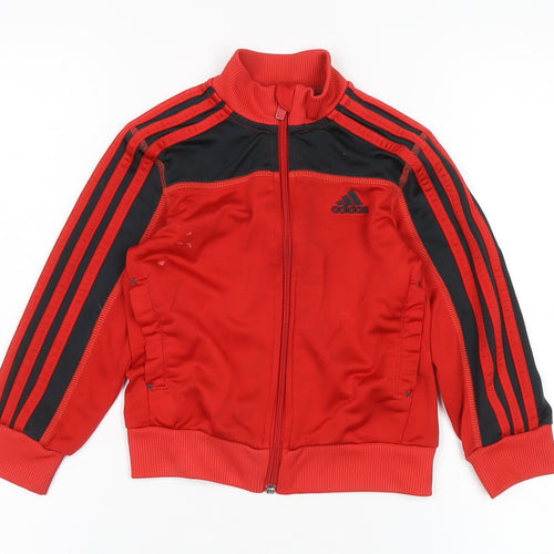 Adidas Boys Red & Black Track Jacket 3-4 Years