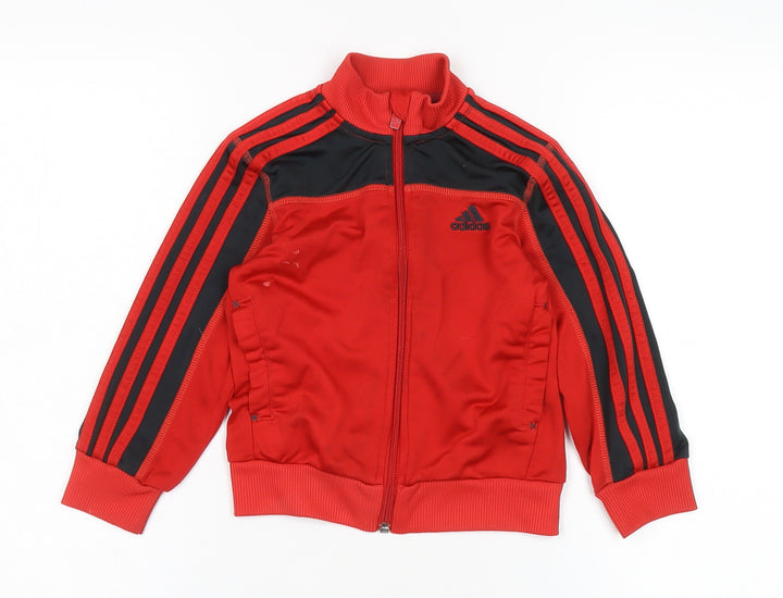 Adidas Boys Red & Black Track Jacket 3-4 Years