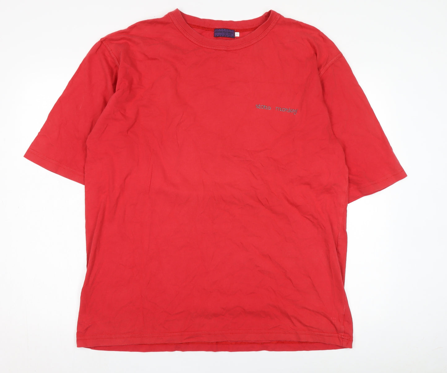 Stone Monkey Men's Red Graphic Print T-Shirt L