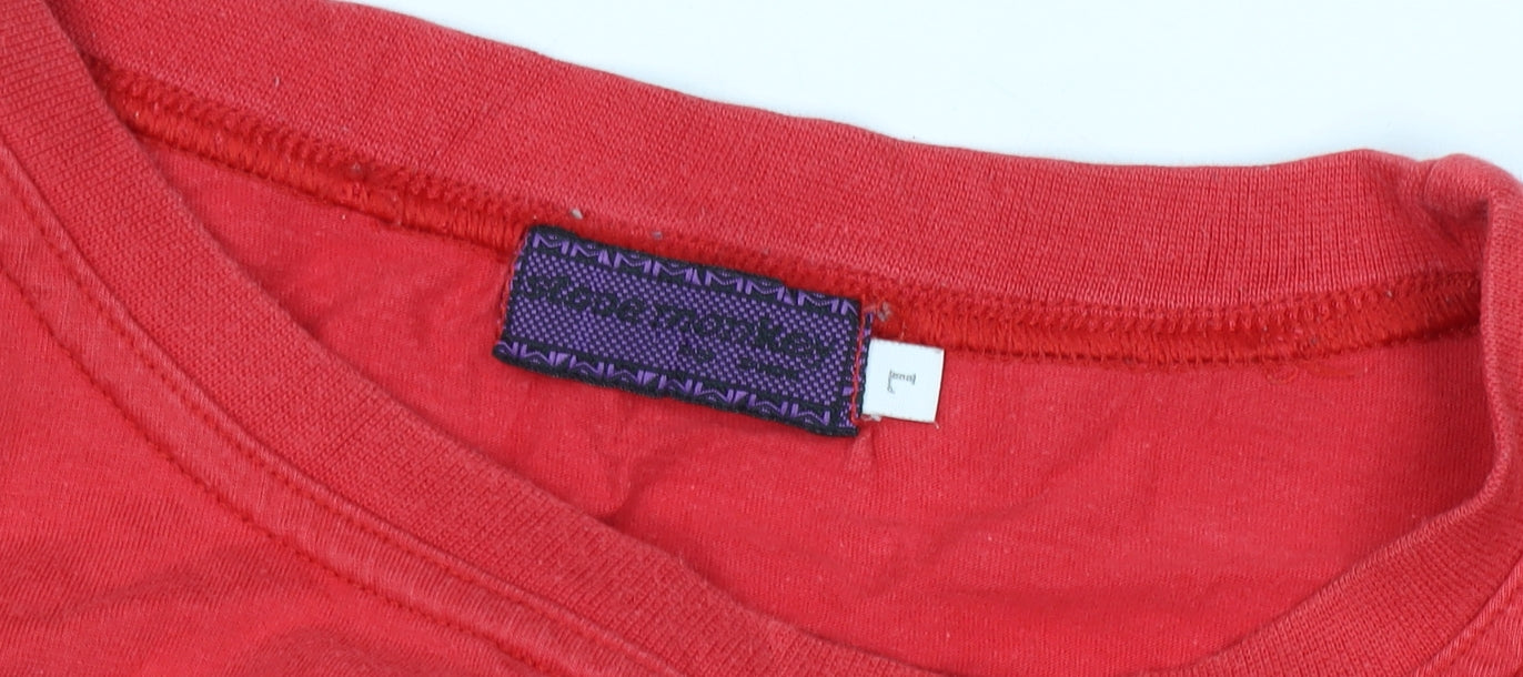 Stone Monkey Men's Red Graphic Print T-Shirt L