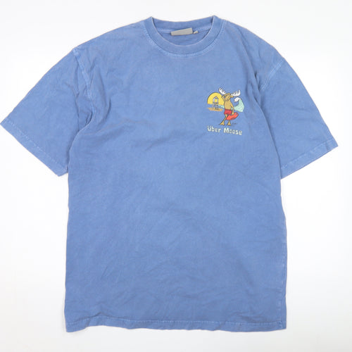 Uber Moose Men's Blue Graphic T-Shirt Large Funny Beach