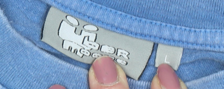 Uber Moose Men's Blue Graphic T-Shirt Large Funny Beach