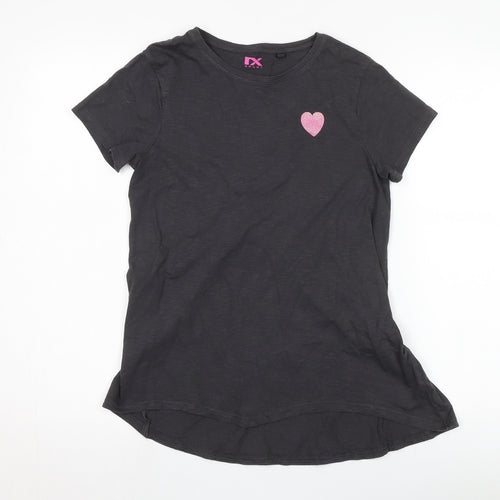 Next Girls Black T-Shirt Dress 12-13 Years Embroidered Casual