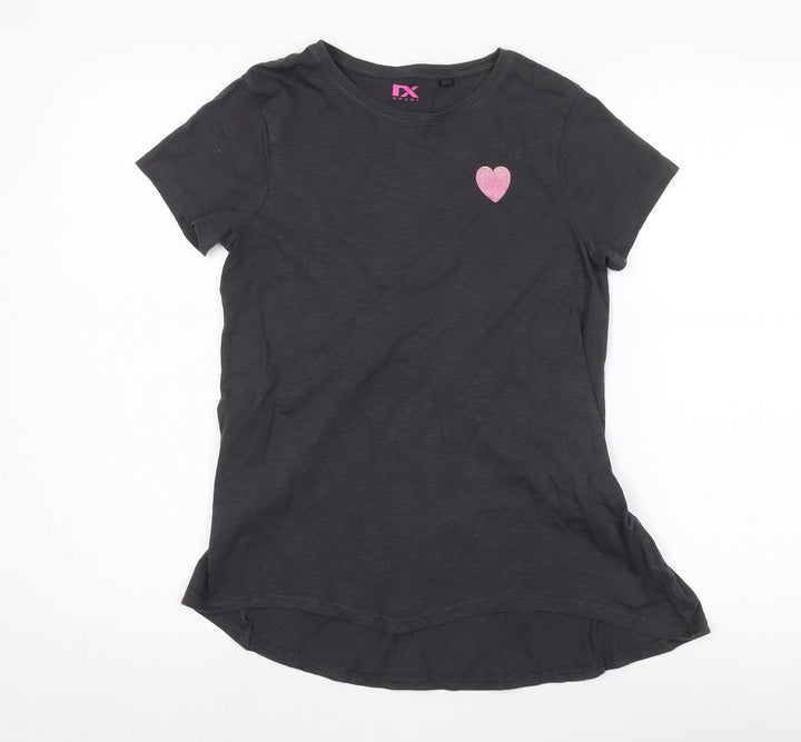Next Girls Black T-Shirt Dress 12-13 Years Embroidered Casual