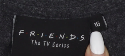 Friends Unisex Black Graphic T-Shirt Size 16 Casual