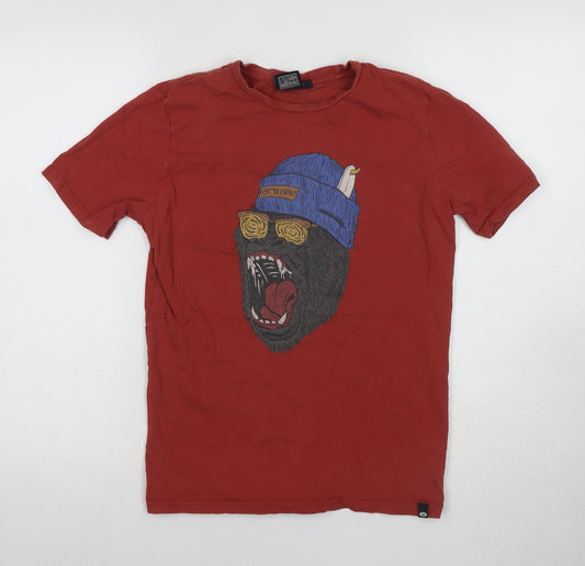 Animal Boys Red Graphic T-Shirt Size 11-12 Years